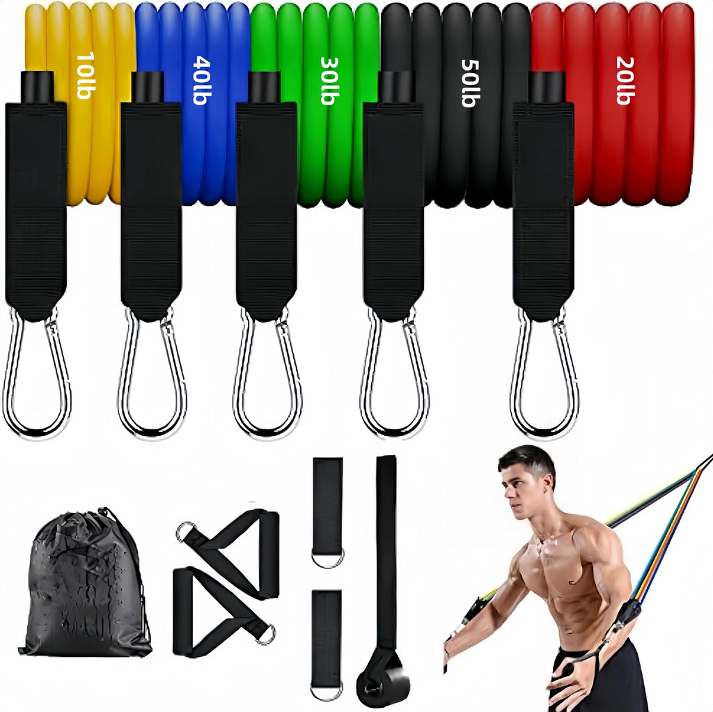 Resistance Bands Set — 5 Bands, 150 lbs, Fits in a Drawer